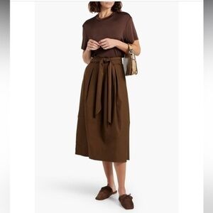 VINCE Cotton Wool Wie Midi Skirt brown size 0 boho old money H